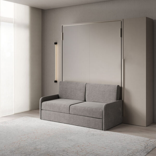 Letto matrimoniale a scomparsa 160 Versia con divano e armadio 1 anta dx argilla