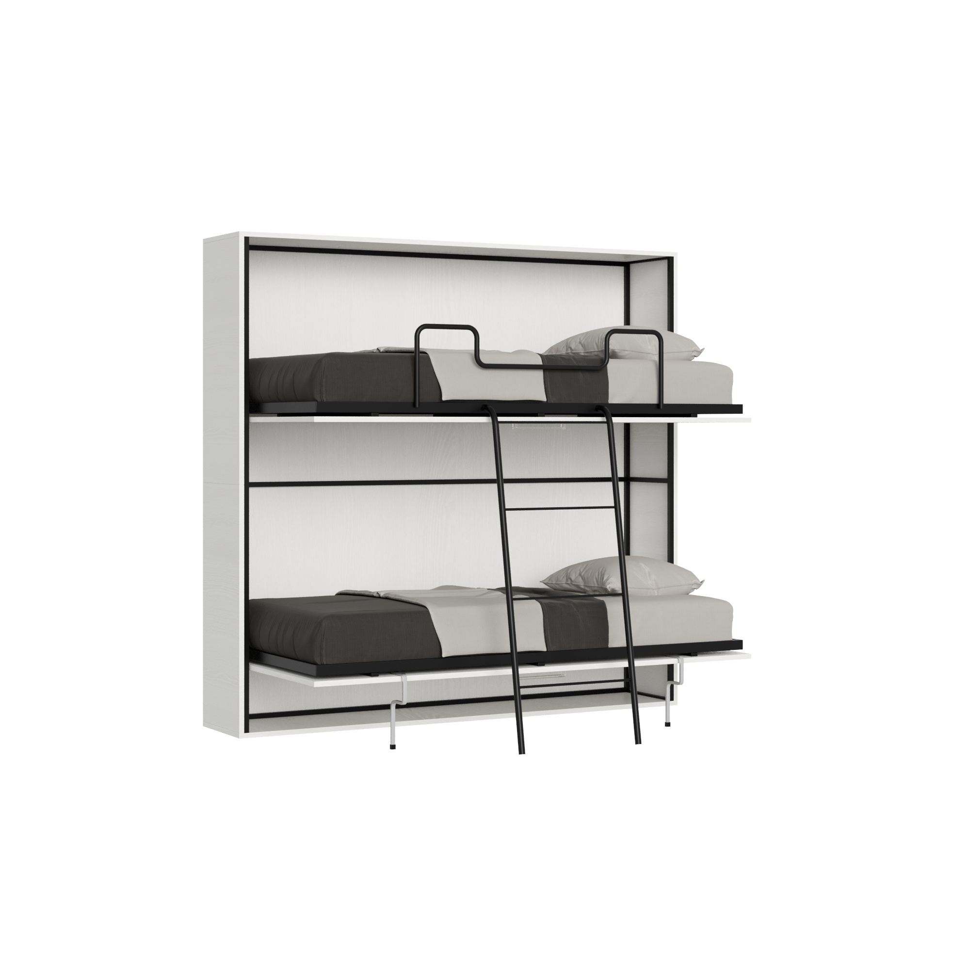 Letto doppio a scomparsa Kando bianco frassino L.199,9 P.39,2 H.190,8 cm (aperto P.106 cm) 7 Letto doppio a scomparsa Kando bianco frassino