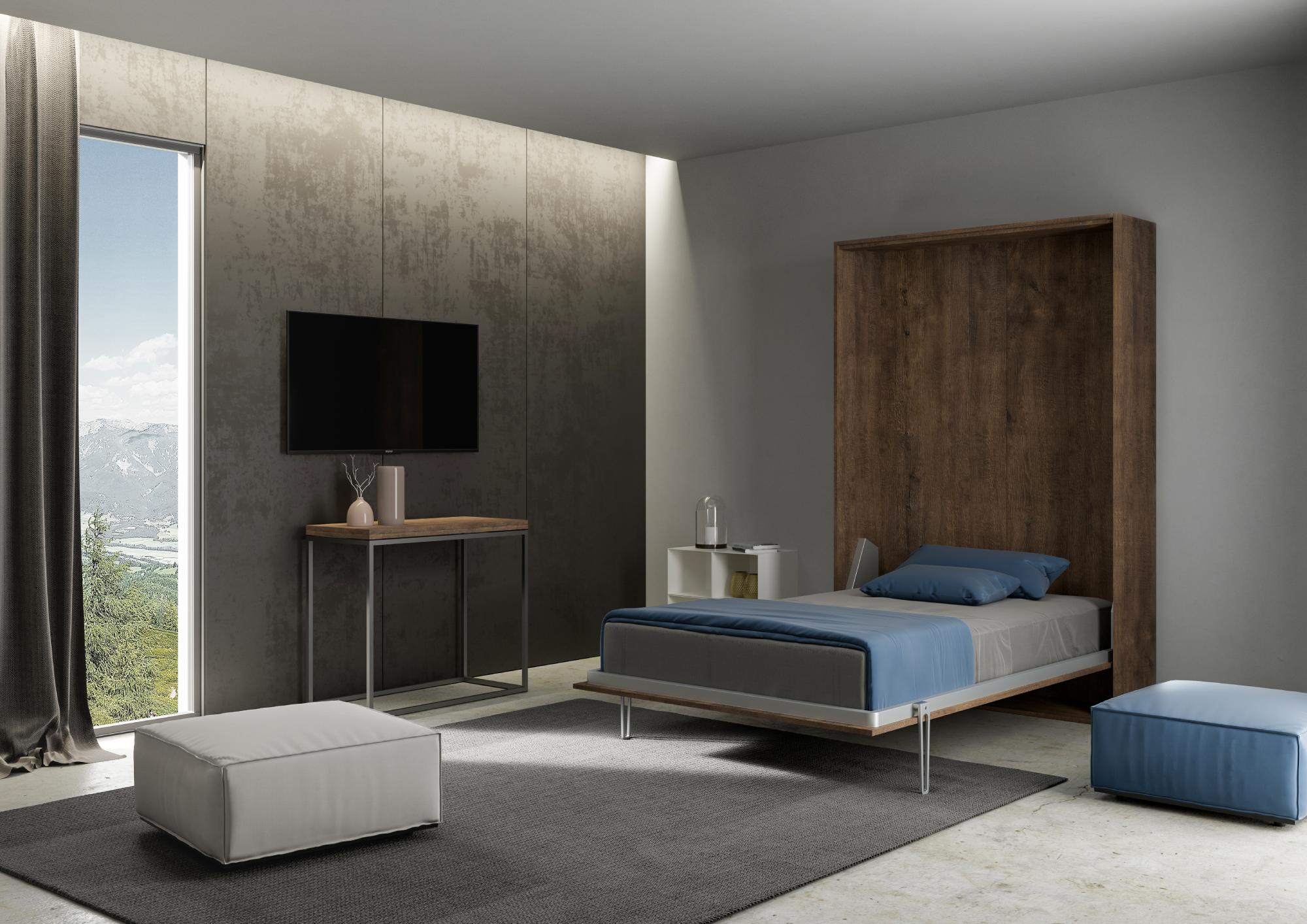 Letto una piazza e mezzo a scomparsa 120 Kentaro noce L.133,6 P.39,2 H.210,5 cm (aperto P.215 cm) 2 Letto una piazza e mezzo a scomparsa 120 Kentaro noce