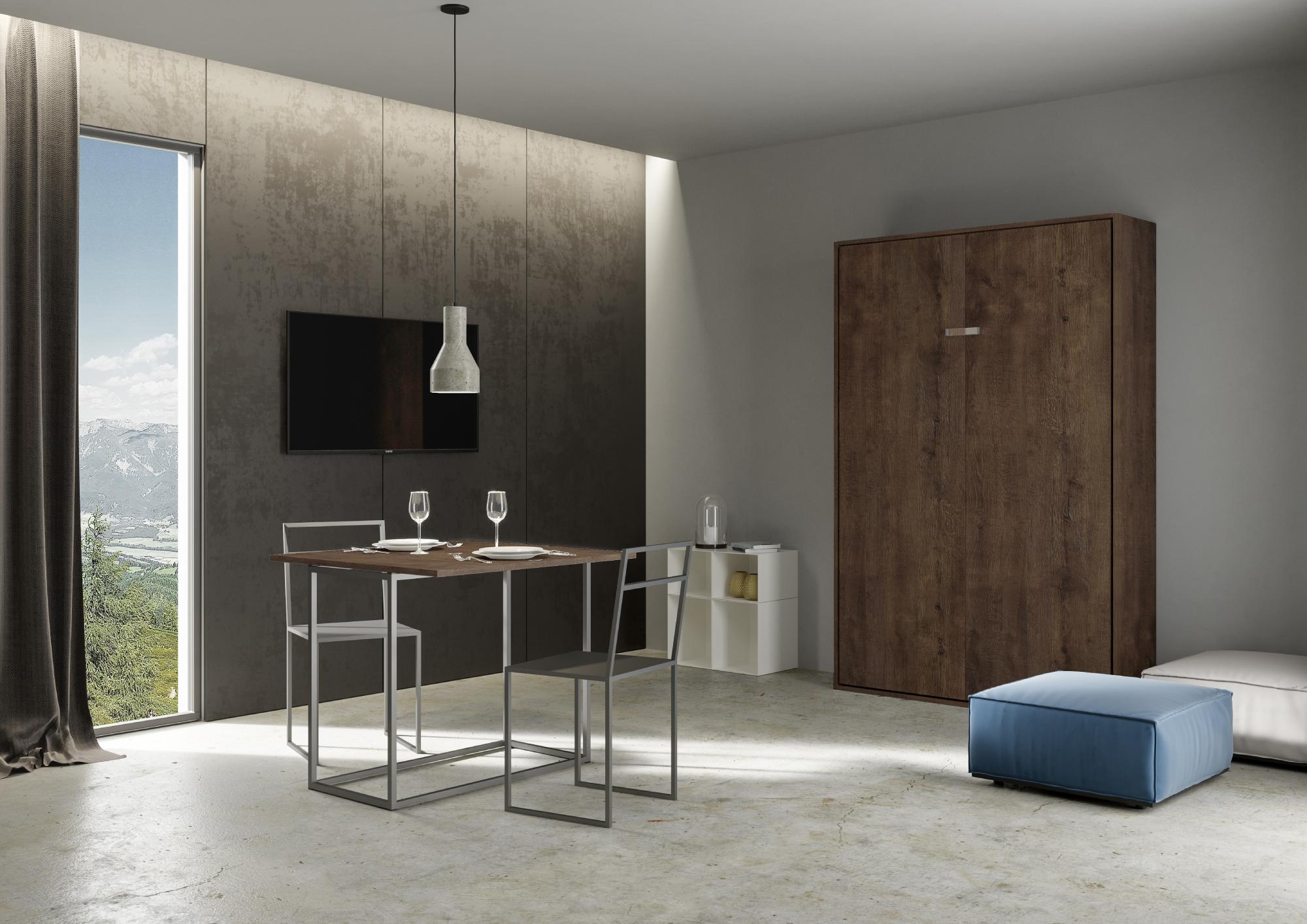 Letto una piazza e mezzo a scomparsa 120 Kentaro noce L.133,6 P.39,2 H.210,5 cm (aperto P.215 cm) 1 Letto una piazza e mezzo a scomparsa 120 Kentaro noce