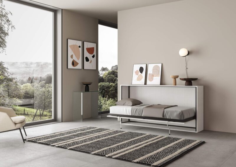 Letto singolo a scomparsa Kando bianco frassino