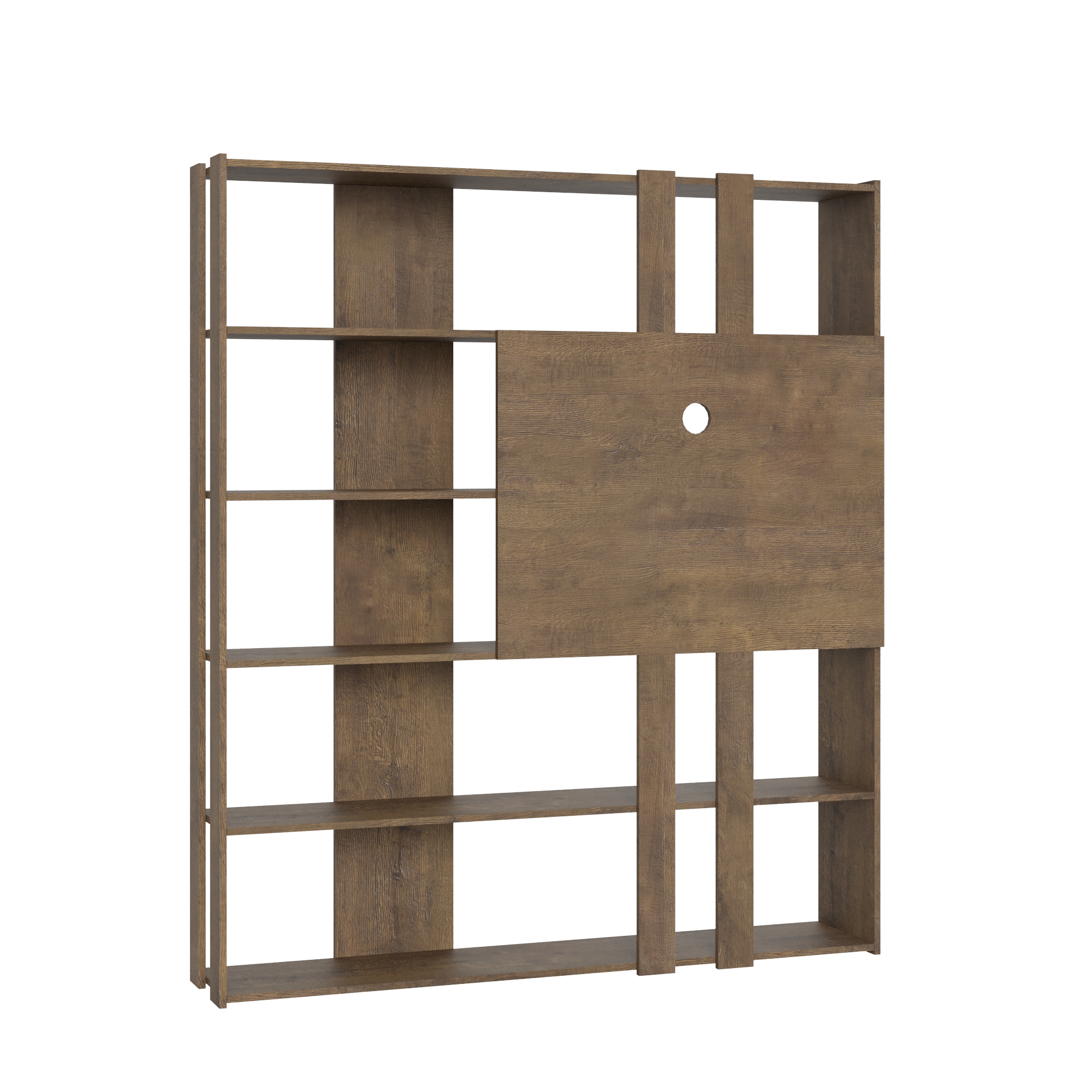 Libreria a giorno Kato L con pannello porta TV noce L.178 P.36 H.204 cm 4 Libreria a giorno Kato L con pannello porta TV noce