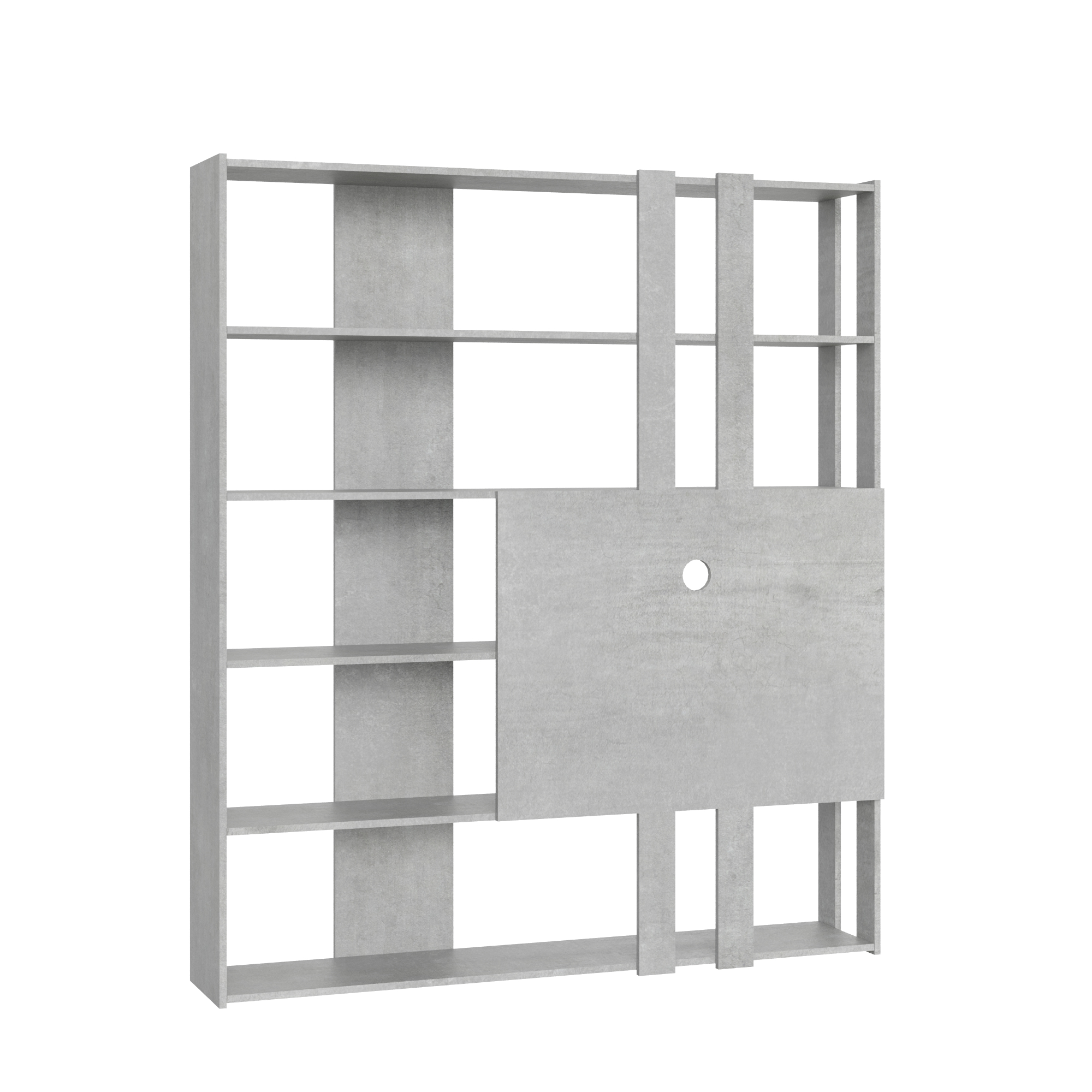 Libreria a giorno Kato M con pannello porta TV cemento L.178 P.36 H.204 cm 4 Libreria a giorno Kato M con pannello porta TV cemento