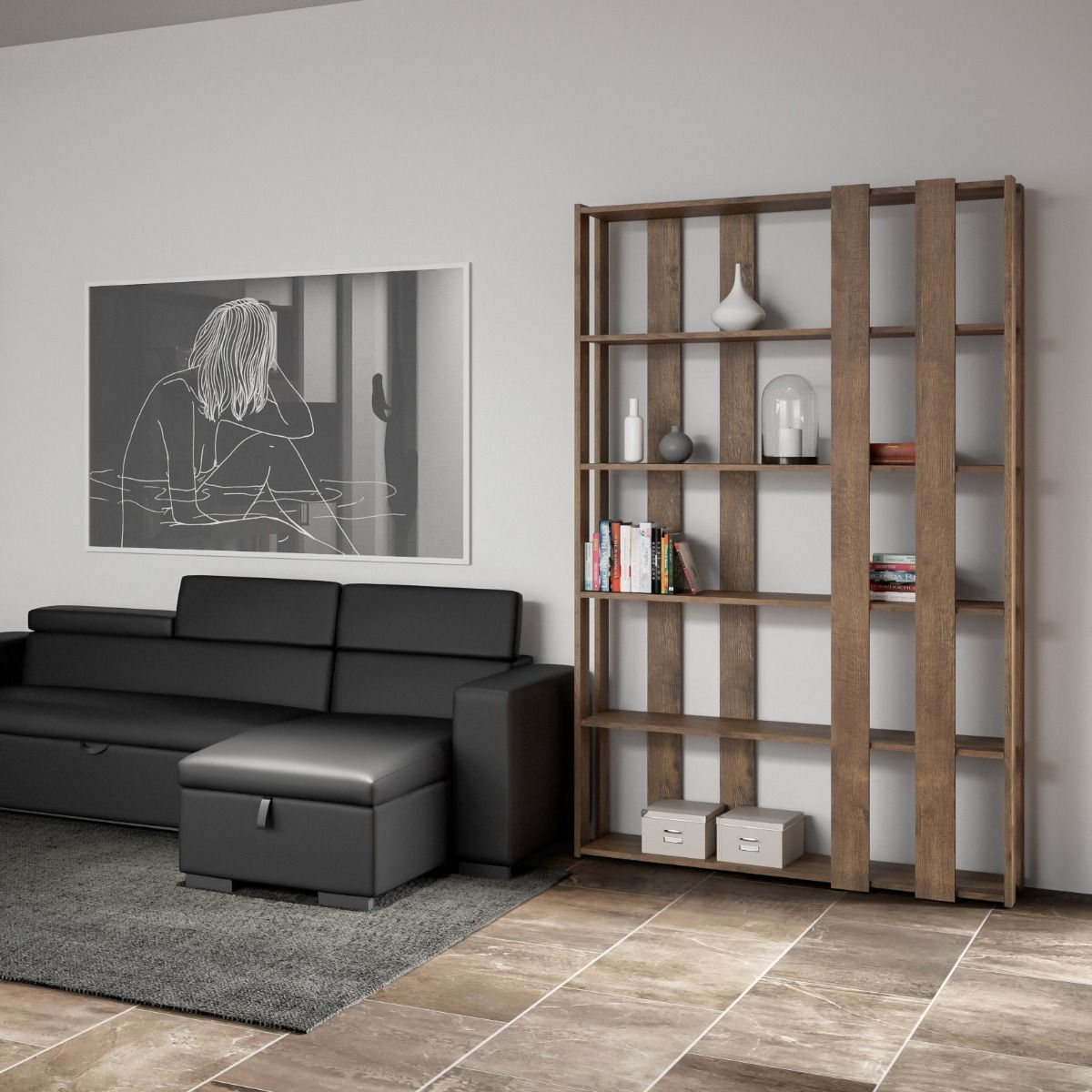 Libreria a giorno Kato Small E noce L.120 P.36 H.204 cm 1 Libreria a giorno Kato Small E noce