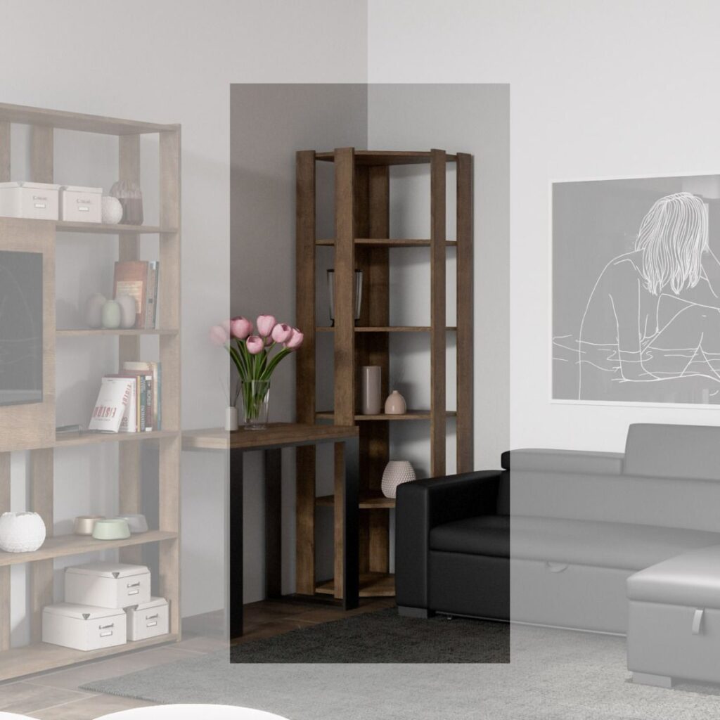 Home 8 Libreria a giorno Kato angolare in noce