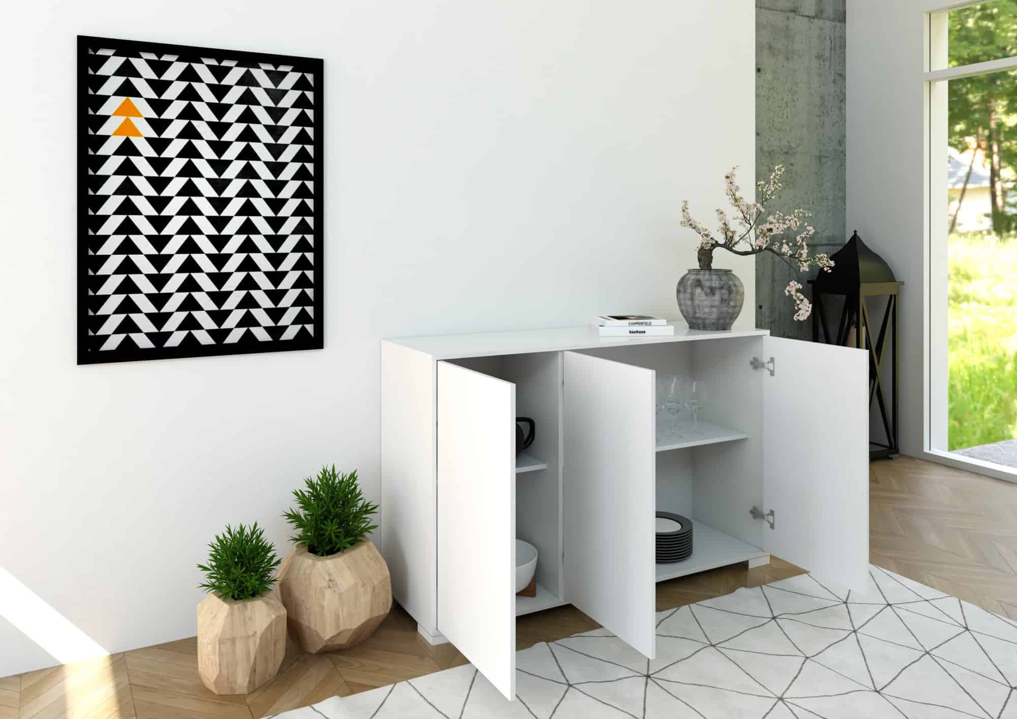 Madia moderna 3 ante 130x40x83 cm Lumina bianco lucido 1 Madia moderna 3 ante 130x40x83 cm Lumina bianco lucido