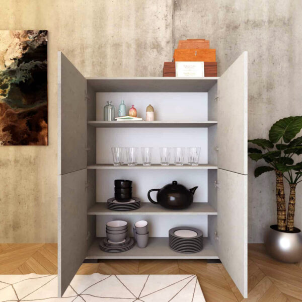 Credenza alta moderna 4 ante 90x35x120 cm Lumina cashmere