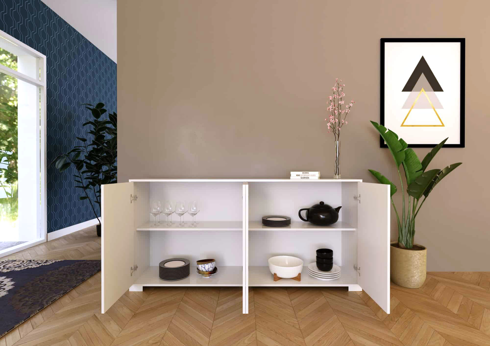 Madia moderna 4 ante 172x40x83 cm Lumina bianco lucido 1 Madia moderna 4 ante 172x40x83 cm Lumina bianco lucido