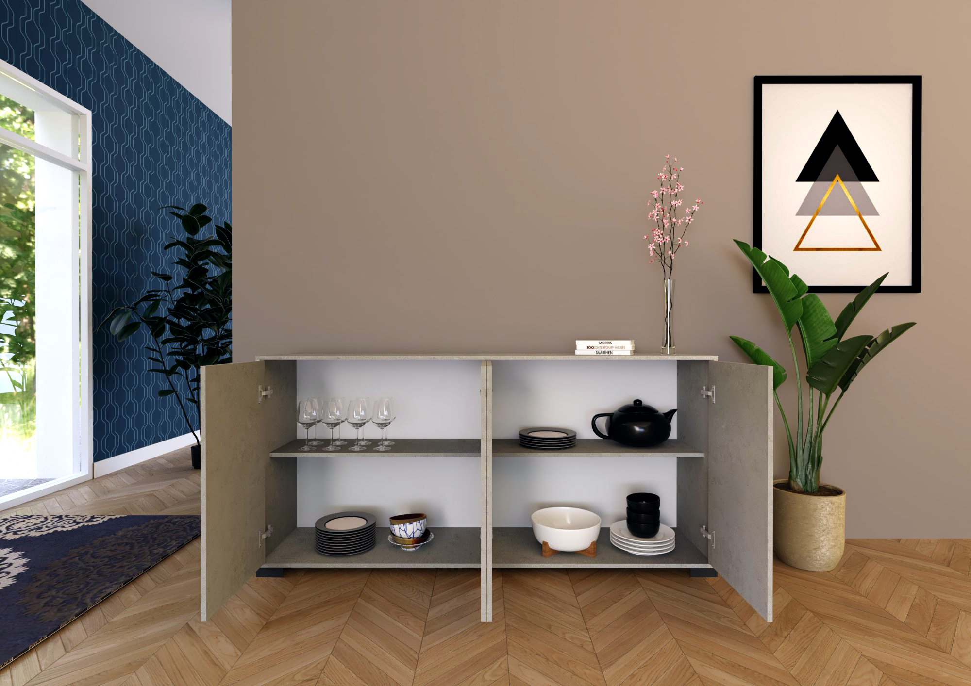 Madia moderna 4 ante 172x40x83 cm Lumina cashmere 1 Madia moderna 4 ante 172x40x83 cm Lumina cashmere