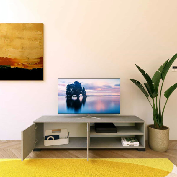 Porta TV moderno 2 ante con vano a giorno 150x40x40 cm Lumina cashmere