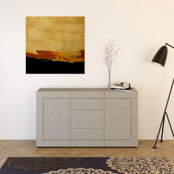 Madia moderna 2 ante/3 cassetti 150x40x83,5 cm Elios cashmere