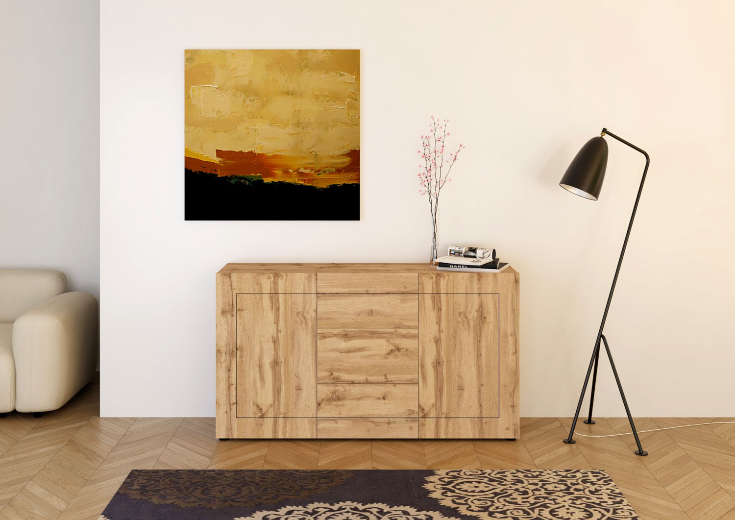 Madia moderna 2 ante/3 cassetti 150x40x83,5 cm Elios quercia natura 1 Madia moderna 2 ante/3 cassetti 150x40x83,5 cm Elios quercia natura