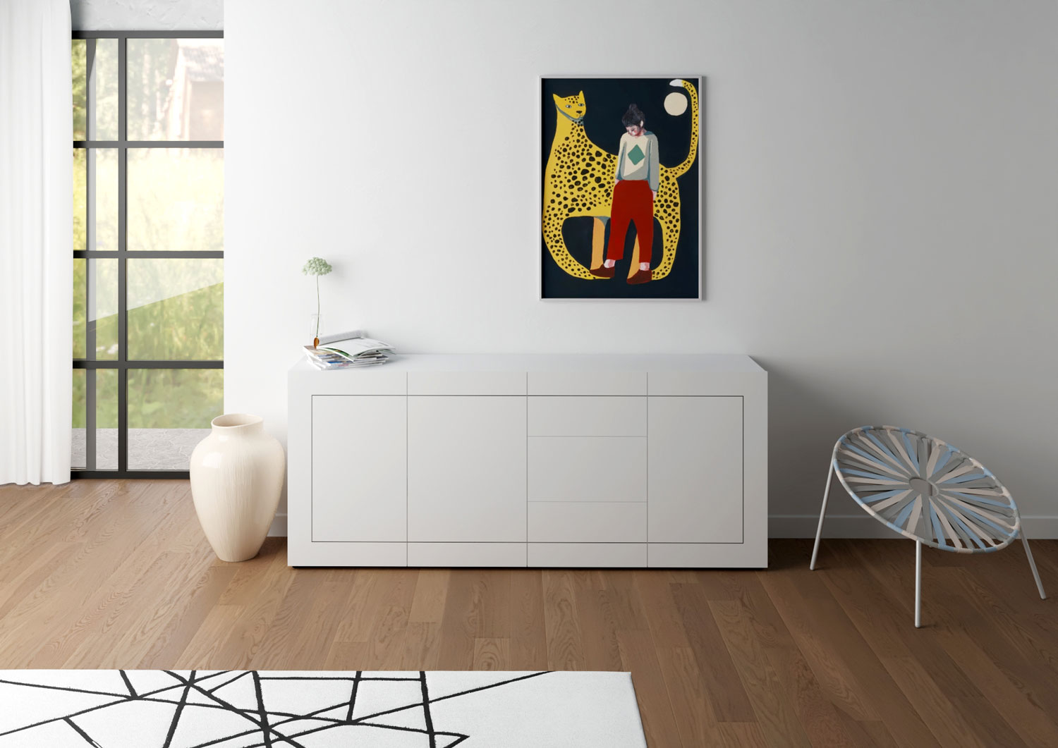 Madia moderna 3 ante/3 cassetti 200x40x83,5 cm Elios bianco lucido 1 Madia moderna 3 ante/3 cassetti 200x40x83,5 cm Elios bianco lucido