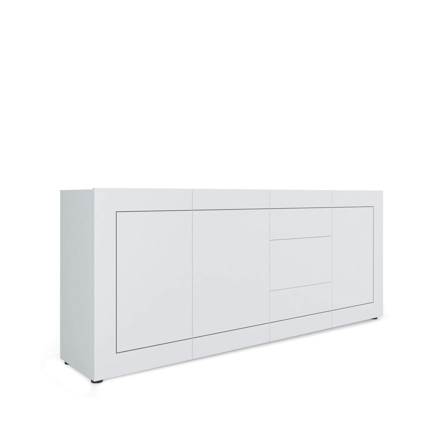 Madia moderna 3 ante/3 cassetti 200x40x83,5 cm Elios bianco lucido 3 Madia moderna 3 ante/3 cassetti 200x40x83,5 cm Elios bianco lucido