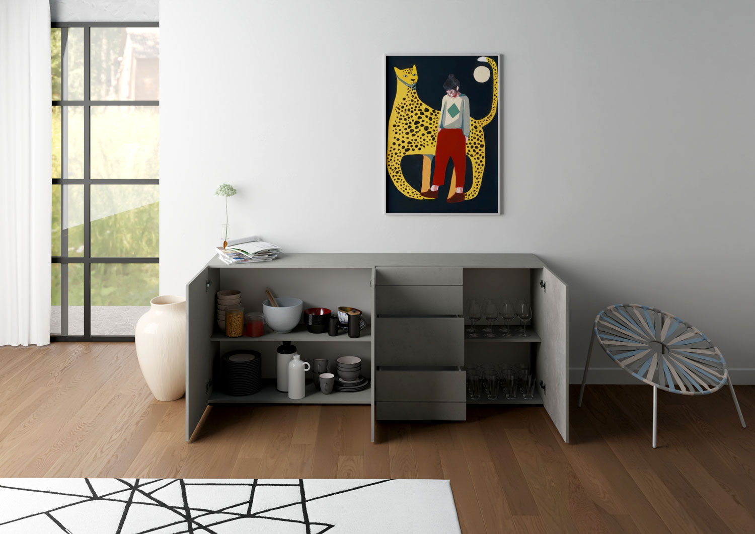 Madia moderna 3 ante/3 cassetti 200x40x83,5 cm Elios cashmere 2 Madia moderna 3 ante/3 cassetti 200x40x83,5 cm Elios cashmere