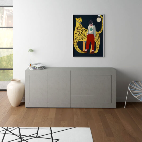Madia moderna 3 ante/3 cassetti 200x40x83,5 cm Elios cashmere