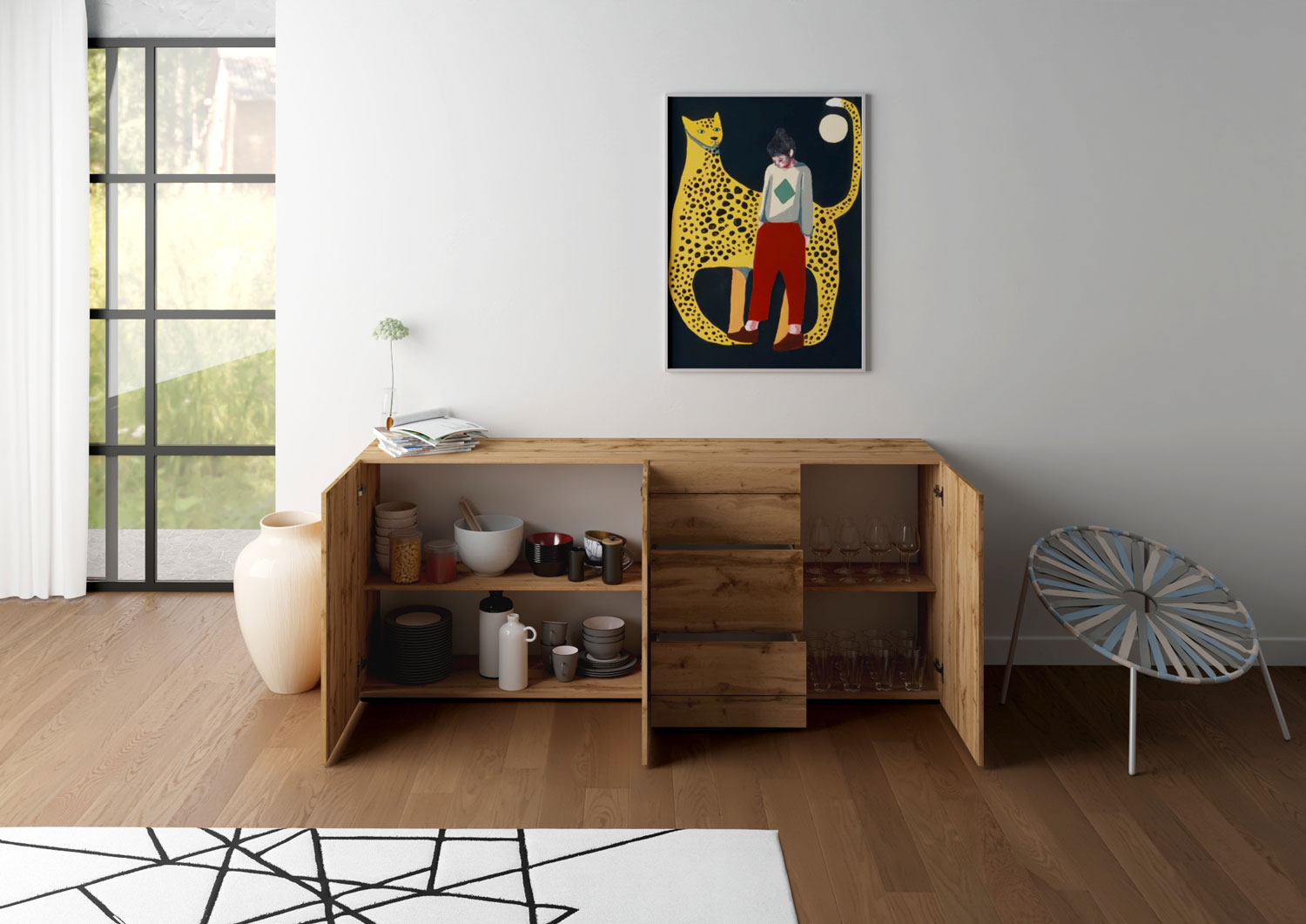 Madia moderna 3 ante/3 cassetti 200x40x83,5 cm Elios quercia natura 2 Madia moderna 3 ante/3 cassetti 200x40x83,5 cm Elios quercia natura