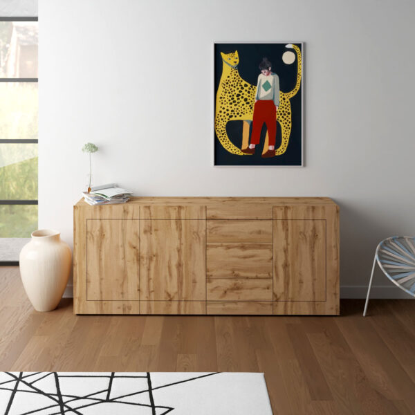Madia moderna 3 ante/3 cassetti 200x40x83,5 cm Elios quercia natura