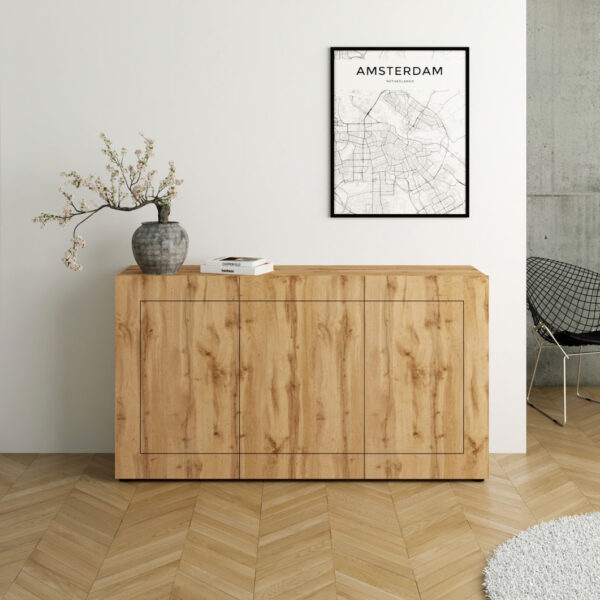 Madia moderna 3 ante 150x40x83,5 cm Elios quercia natura