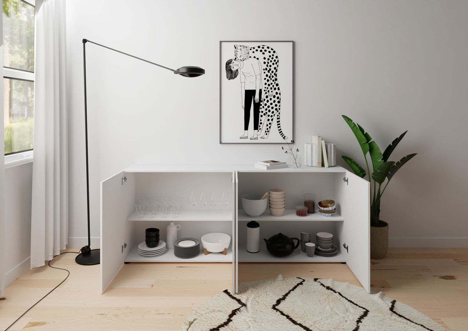 Madia moderna 4 ante 200x40x83,5 cm Elios bianco lucido 2 Madia moderna 4 ante 200x40x83,5 cm Elios bianco lucido