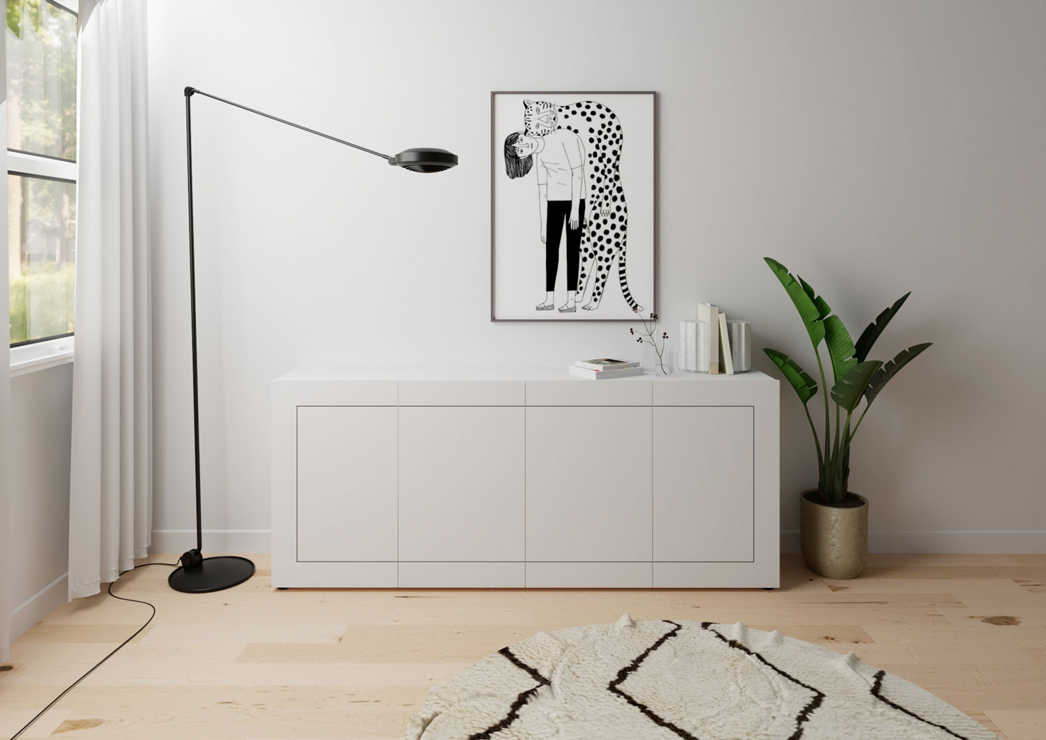 Madia moderna 4 ante 200x40x83,5 cm Elios bianco lucido 1 Madia moderna 4 ante 200x40x83,5 cm Elios bianco lucido