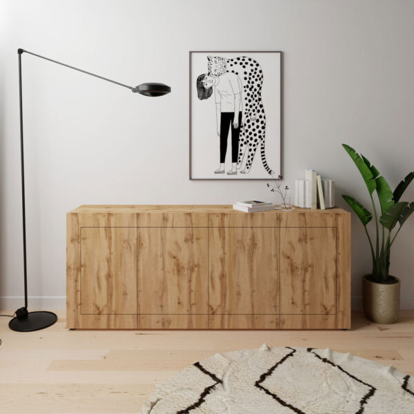 Madia moderna 4 ante 200x40x83,5 cm Elios quercia natura