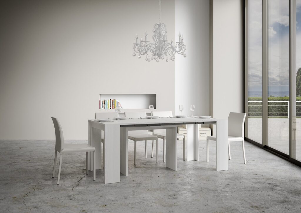 Consolle allungabile 90x42/198 cm Mia Small bianco frassino