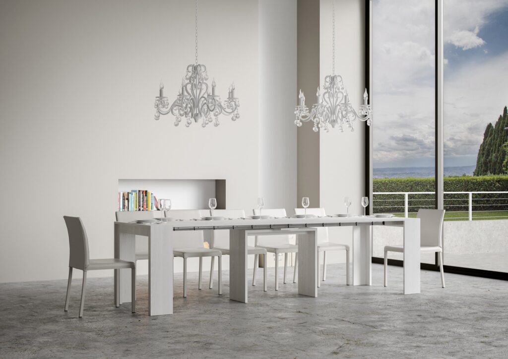Consolle allungabile 90x42/302 cm Mia bianco frassino