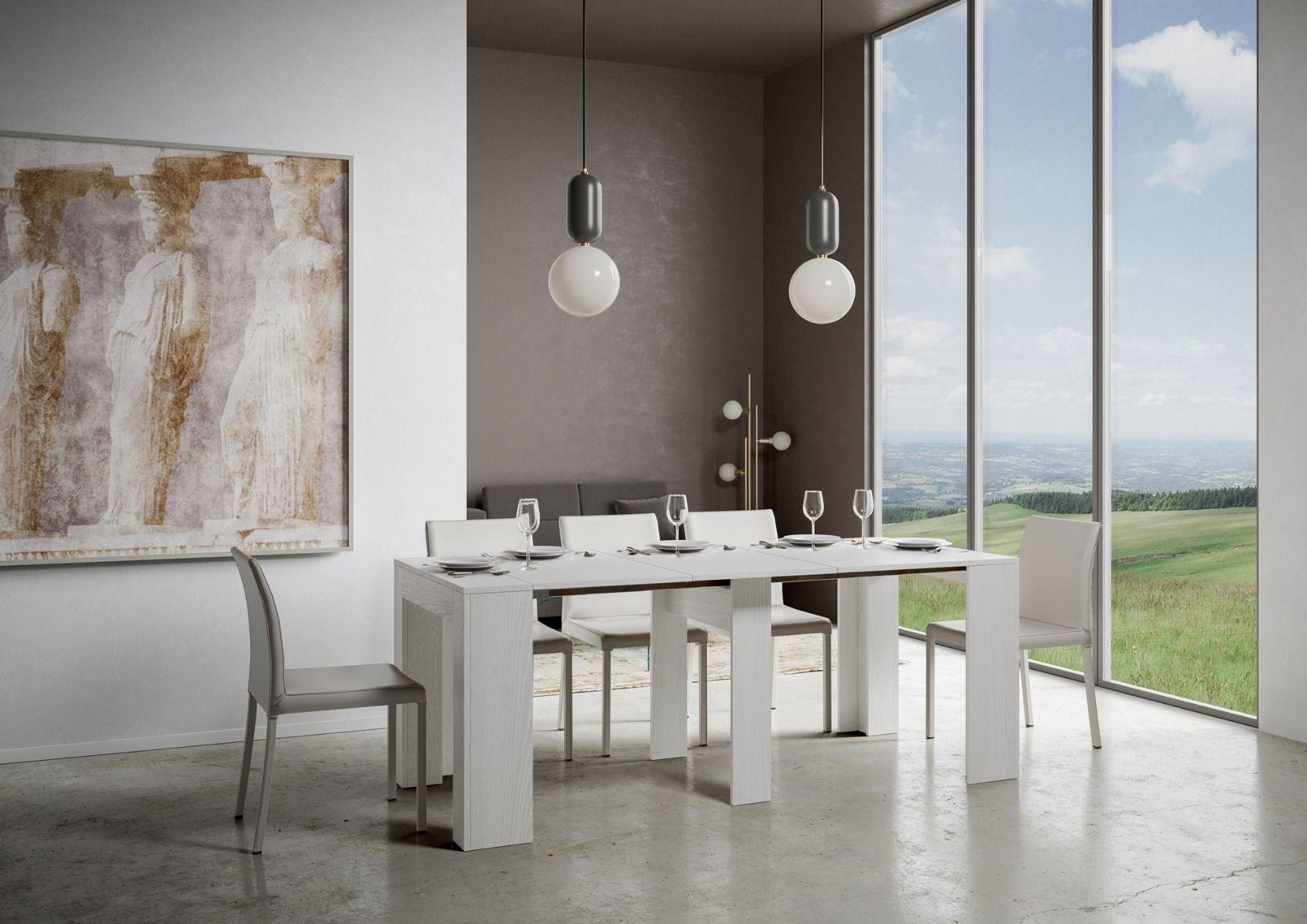 Consolle allungabile 90x42/302 cm Modem bianco frassino 3 Consolle allungabile 90x42/198 cm Modem Small bianco frassino