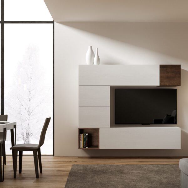 Composizione parete soggiorno Isoka A11 L.194 H.160 P.39,2