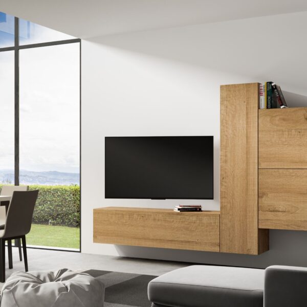 Composizione parete soggiorno Isoka A112 L.254 H.173,6 P.39,2