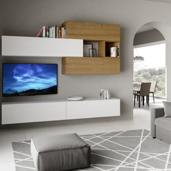 Composizione parete soggiorno Isoka A116 L.268 P.39,2