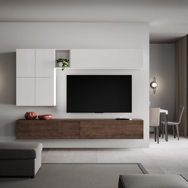 Composizione parete soggiorno Isoka A16 L.268 P.39,2