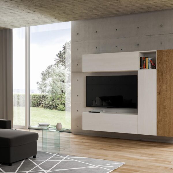 Composizione parete soggiorno Isoka A18 L.214 H.173,6 P.39,2