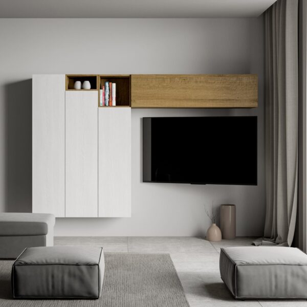 Composizione parete soggiorno Isoka A22 L.274 H.173,6 P.39,2