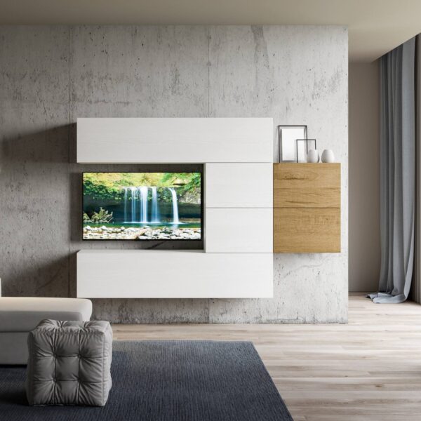 Composizione parete soggiorno Isoka A24 L.234 H.160 P.39,2