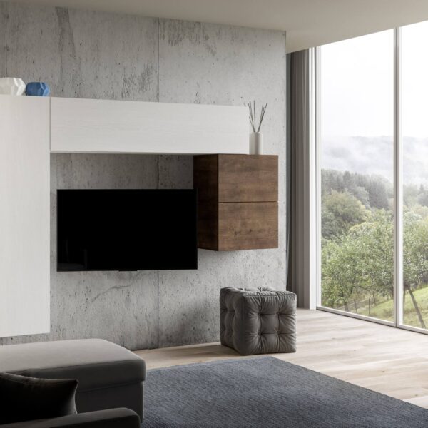 Composizione parete soggiorno Isoka A25 L.204 H.173,6 P.39,2