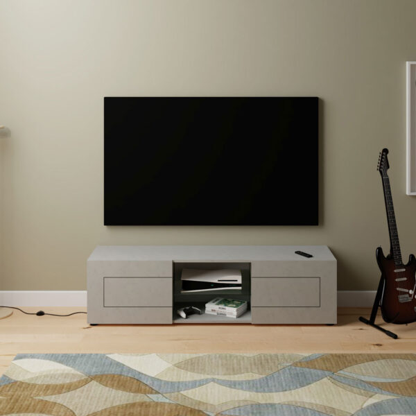 Porta TV moderno 2 ante con vano a giorno 150x40x40 cm Elios cashmere