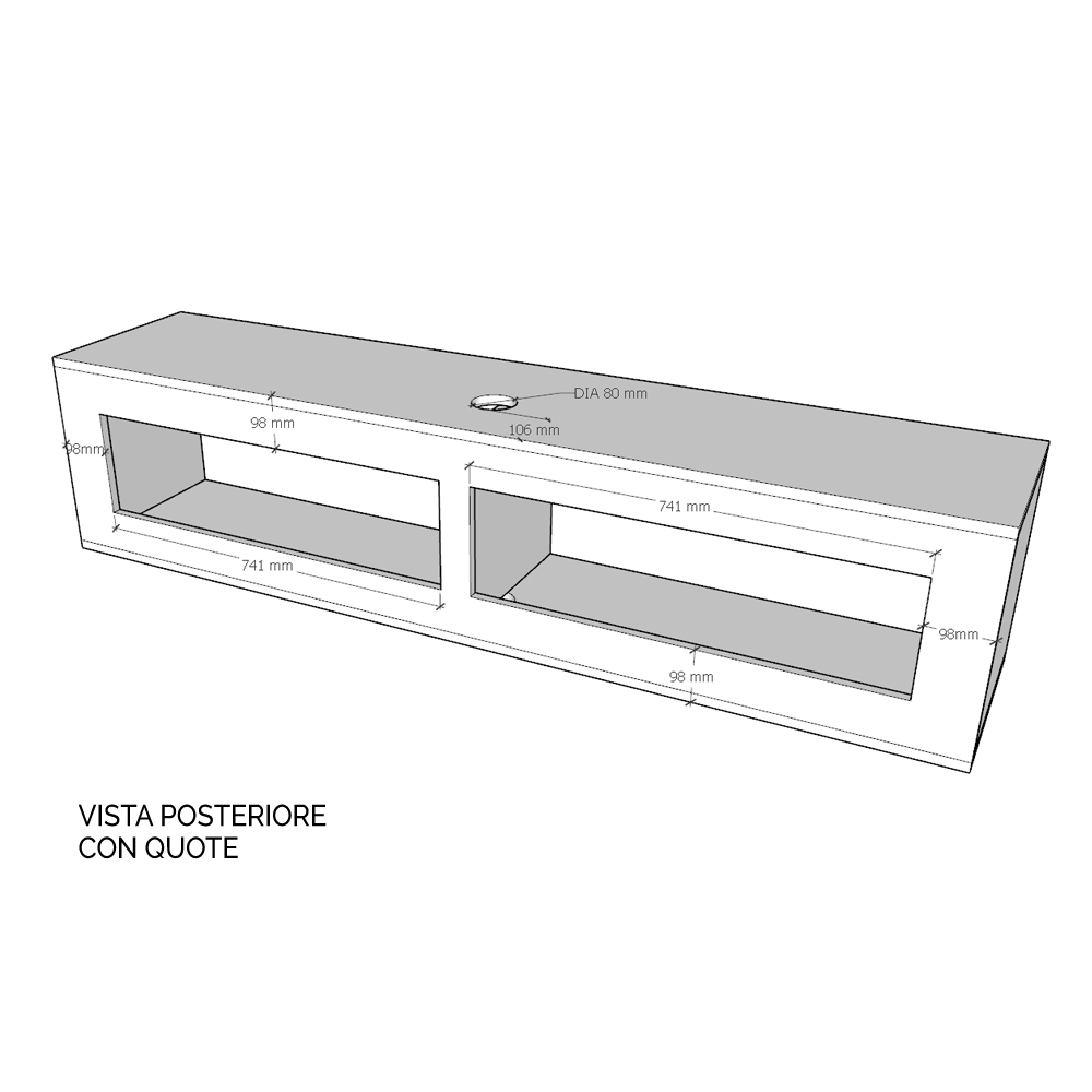 Base TV Ribalta con passa cavi Isoka L.173,6 H.40 P.39,2 con piedini Noce 2 Pensile TV Ribalta con passa cavi Isoka L.173,6 H.40 P.39,2 Quercia Natura