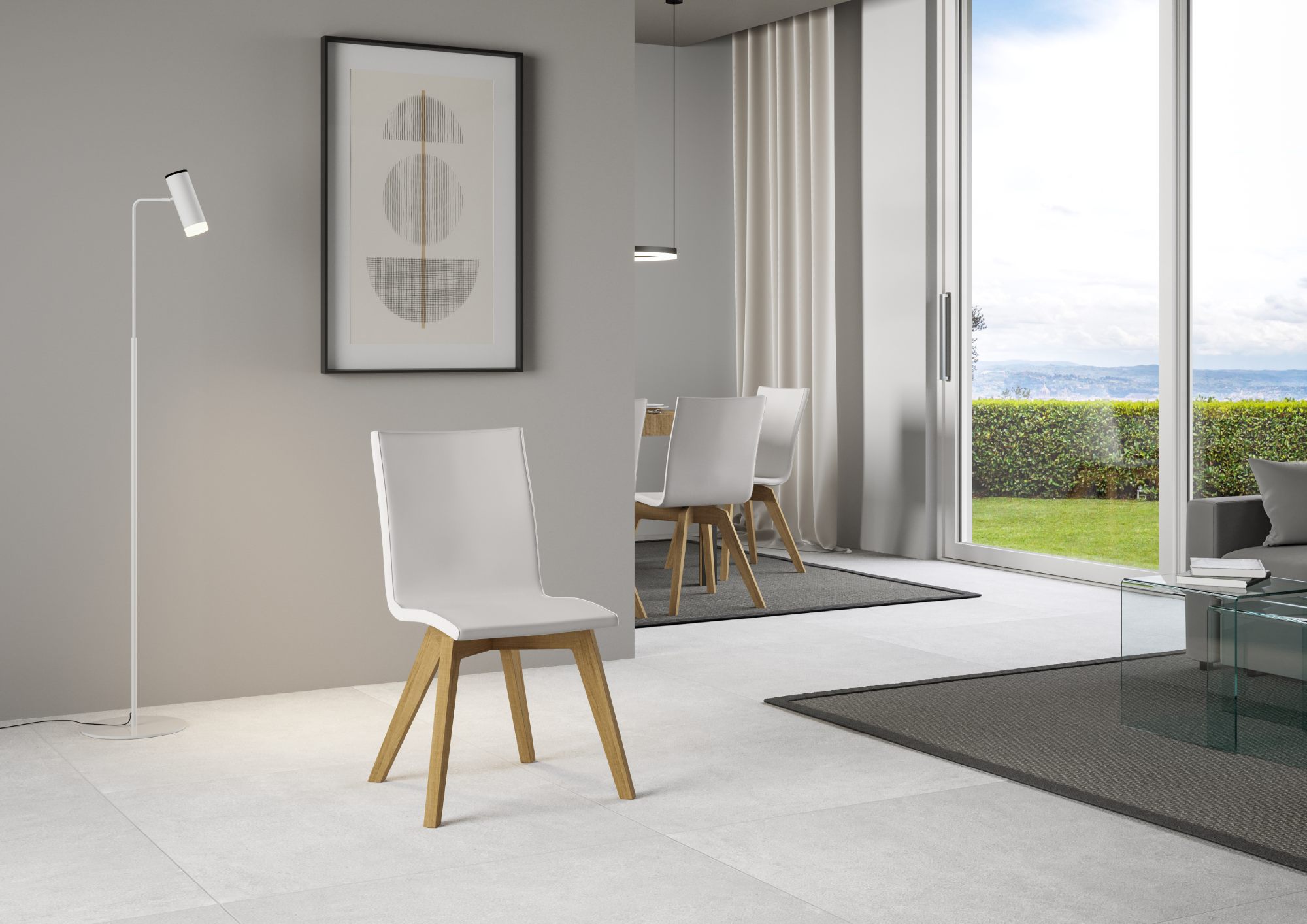 Sedia Trudy gambe quercia cuscino bianco 01 L.52 P.52 H.87 1 Sedia Trudy gambe quercia cuscino bianco 01