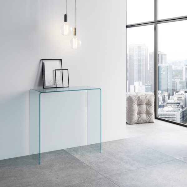 Consolle Smalle in vetro curvato 80x40x80 cm