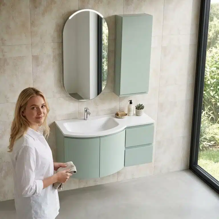 Mobile bagno Arcom Soul verde tè progettato su misura