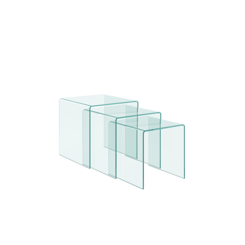 Trittico Nest tavolini trasparenti 34x34x34-38x38x38-42x42x42 cm