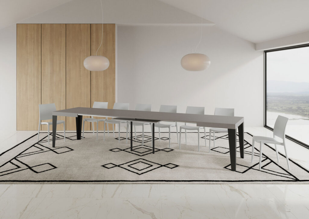 Tavolo allungabile 130/390x90 cm Flame cashmere gambe antracite