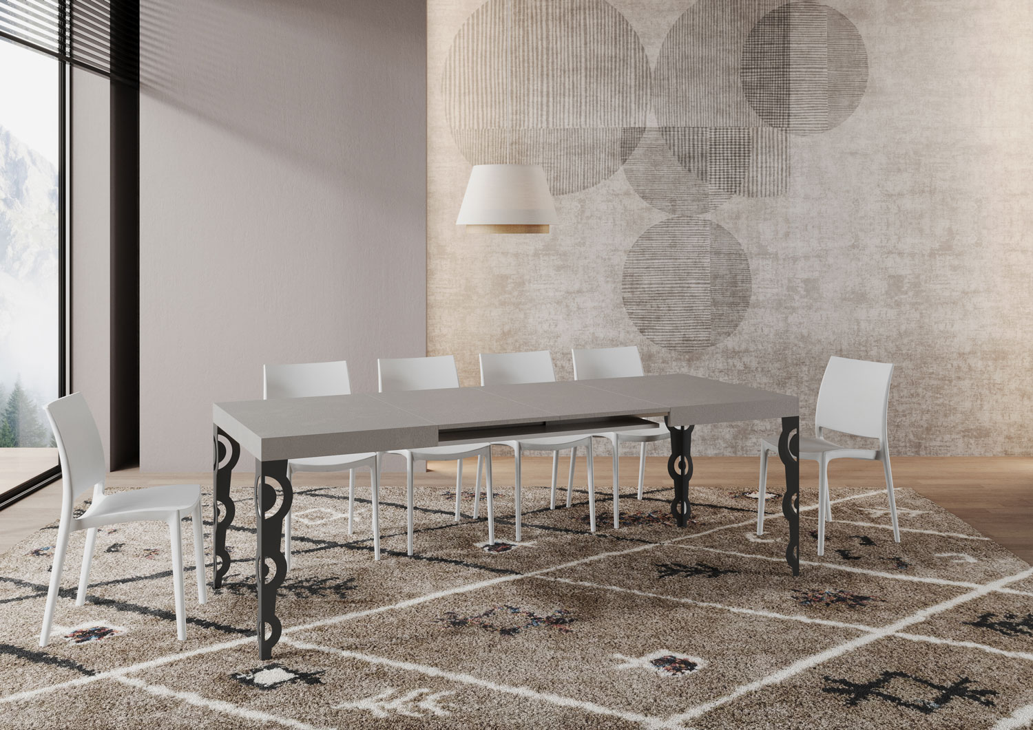 Tavolo allungabile 130/390x90 cm Karamay cashmere gambe antracite 2 Tavolo allungabile 130/234x90 cm Karamay cashmere gambe antracite