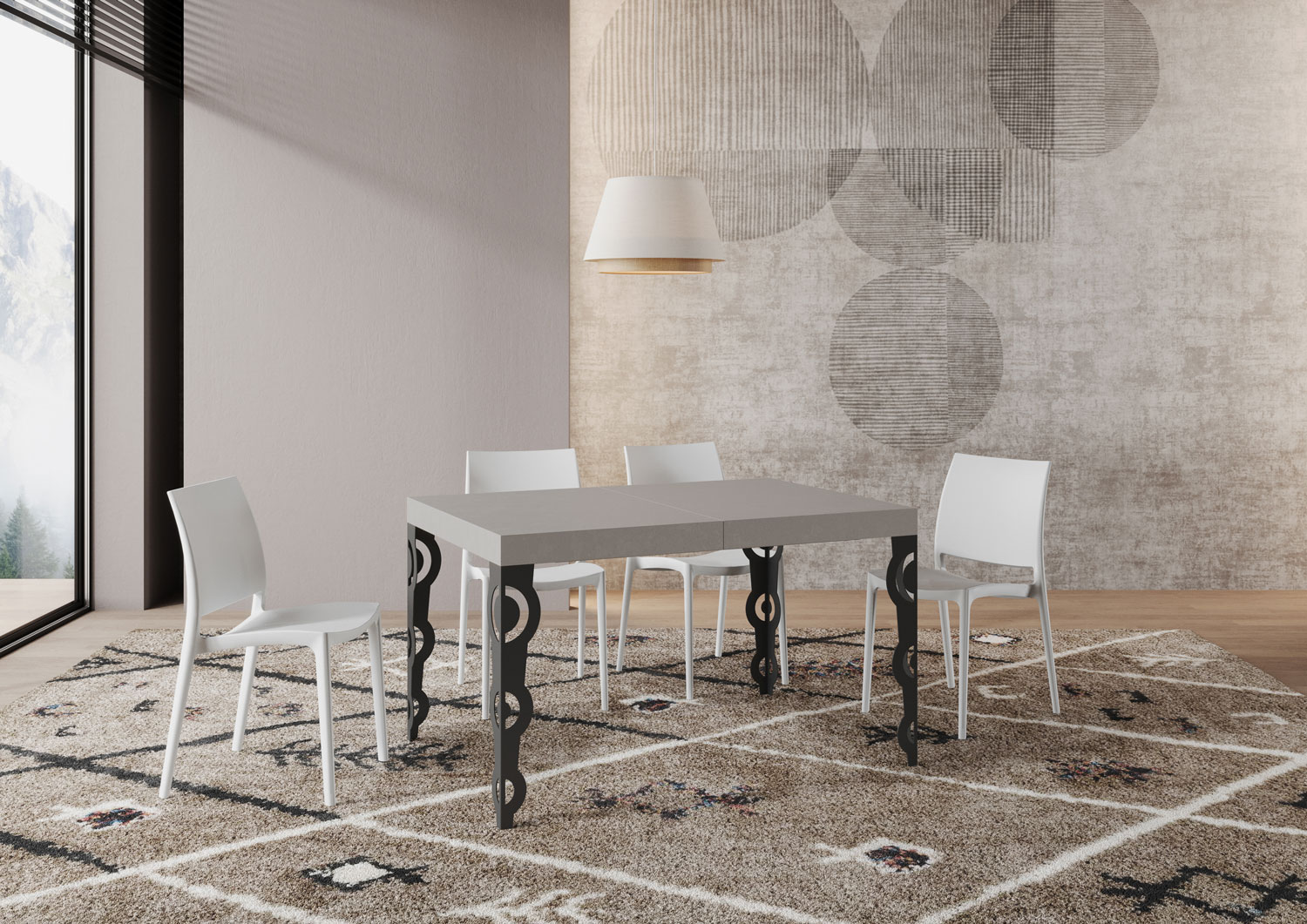 Tavolo allungabile 130/390x90 cm Karamay cashmere gambe antracite 1 Tavolo allungabile 130/234x90 cm Karamay cashmere gambe antracite
