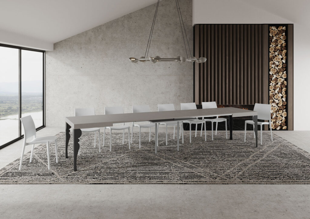 Tavolo allungabile 130/390x90 cm Paxon cashmere gambe antracite