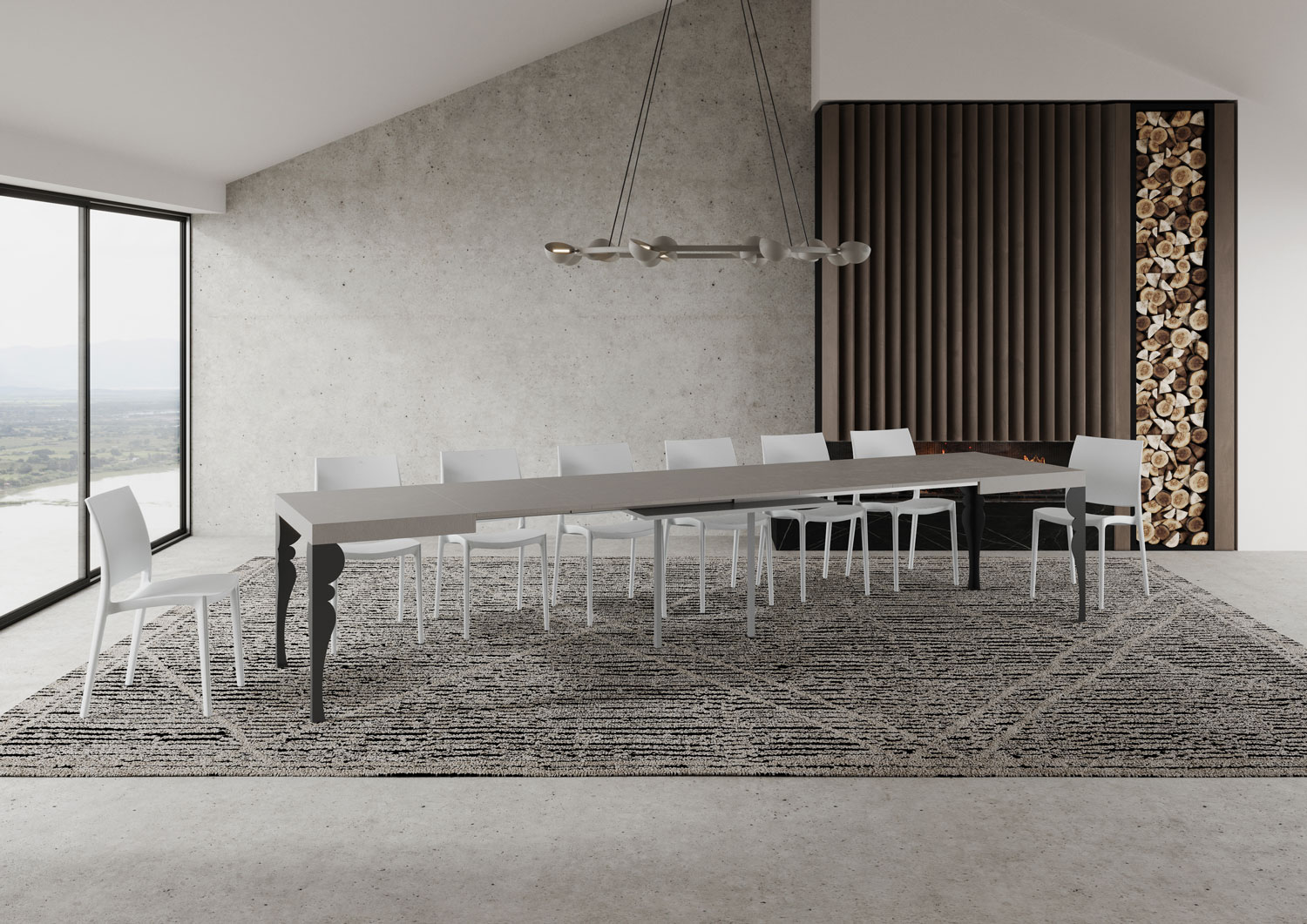 Tavolo allungabile 130/390x90 cm Paxon cashmere gambe antracite 3 Tavolo allungabile 130/390x90 cm Paxon cashmere gambe antracite