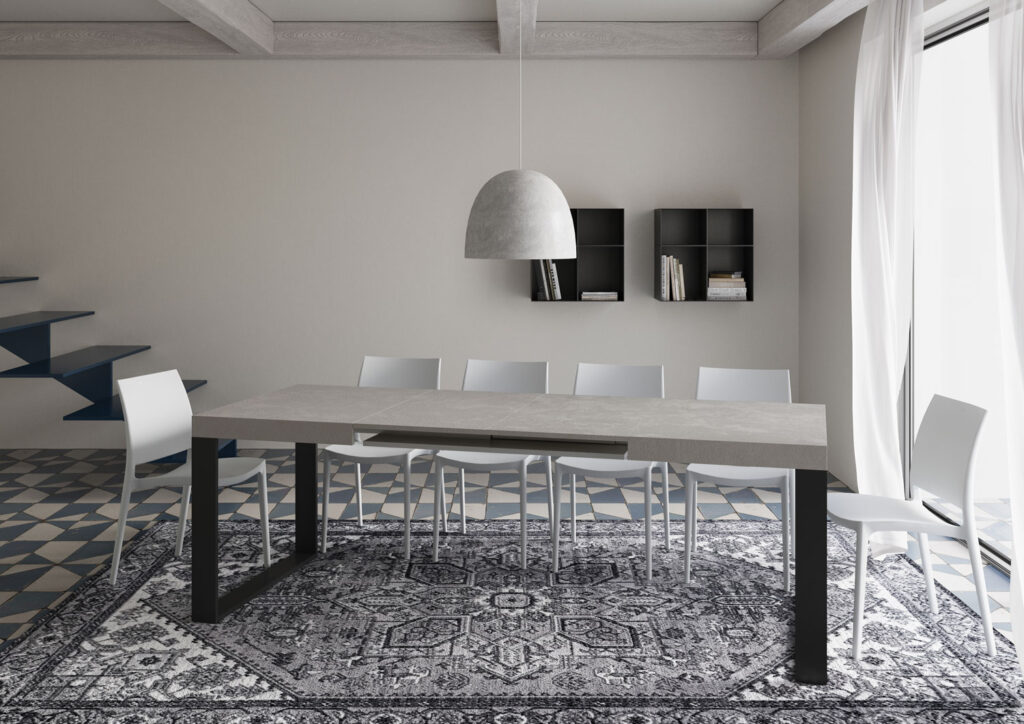 Tavolo allungabile 130/234x90 cm Tecno cashmere gambe antracite