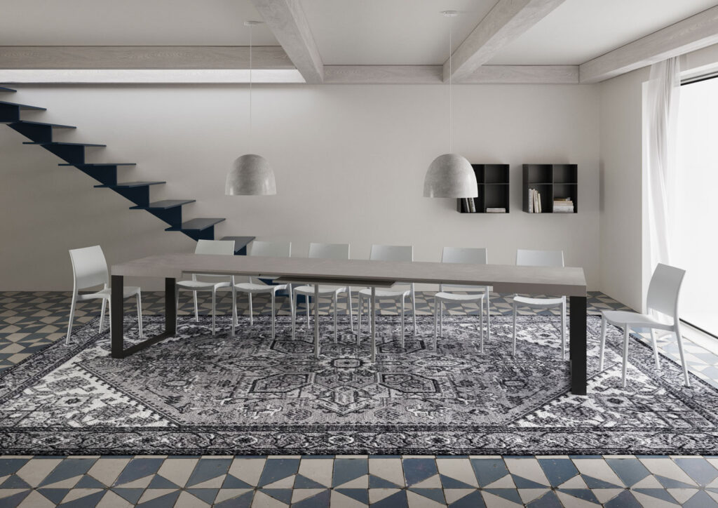 Tavolo allungabile 130/390x90 cm Tecno cashmere gambe antracite